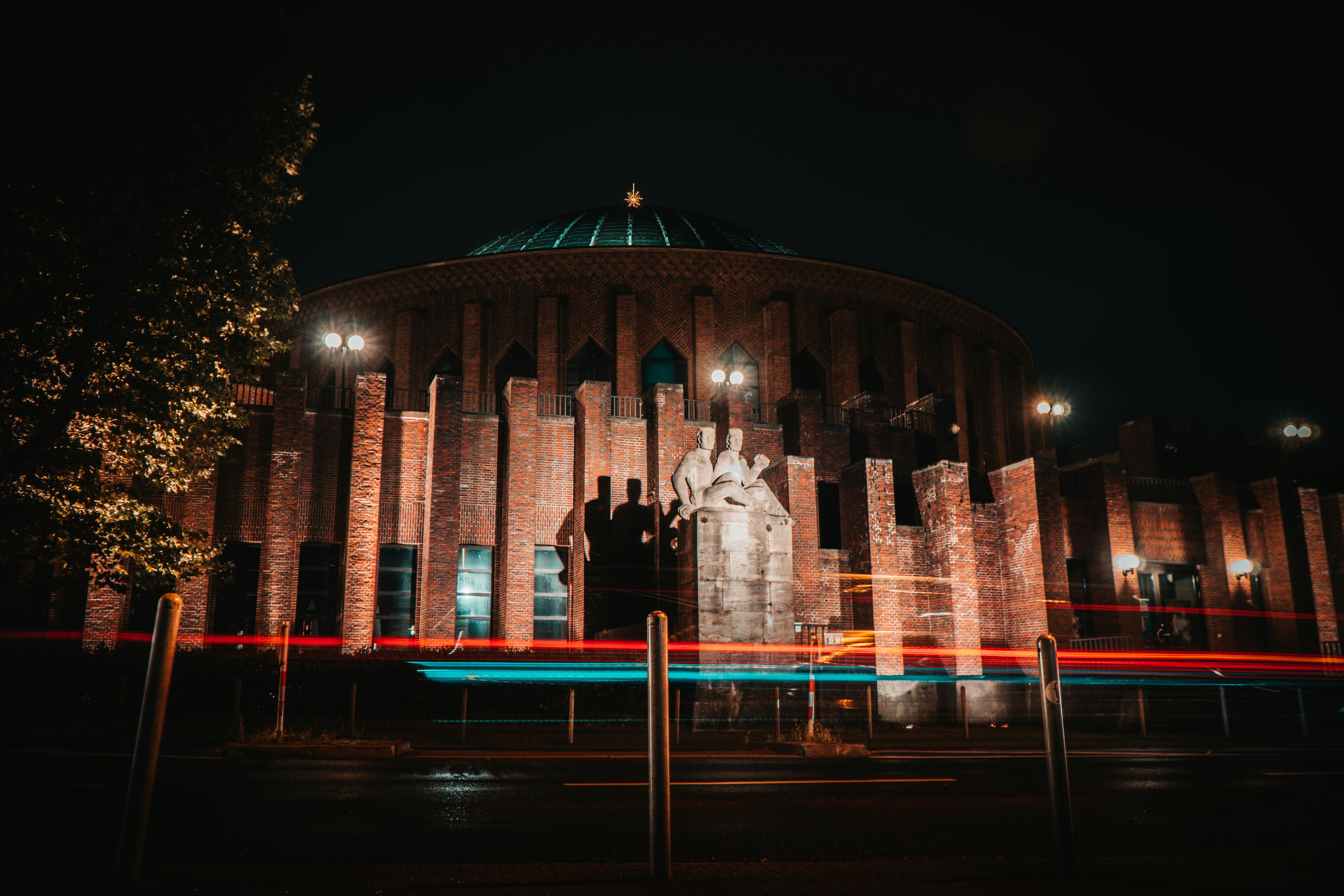 brown and blue dome building during nighttime